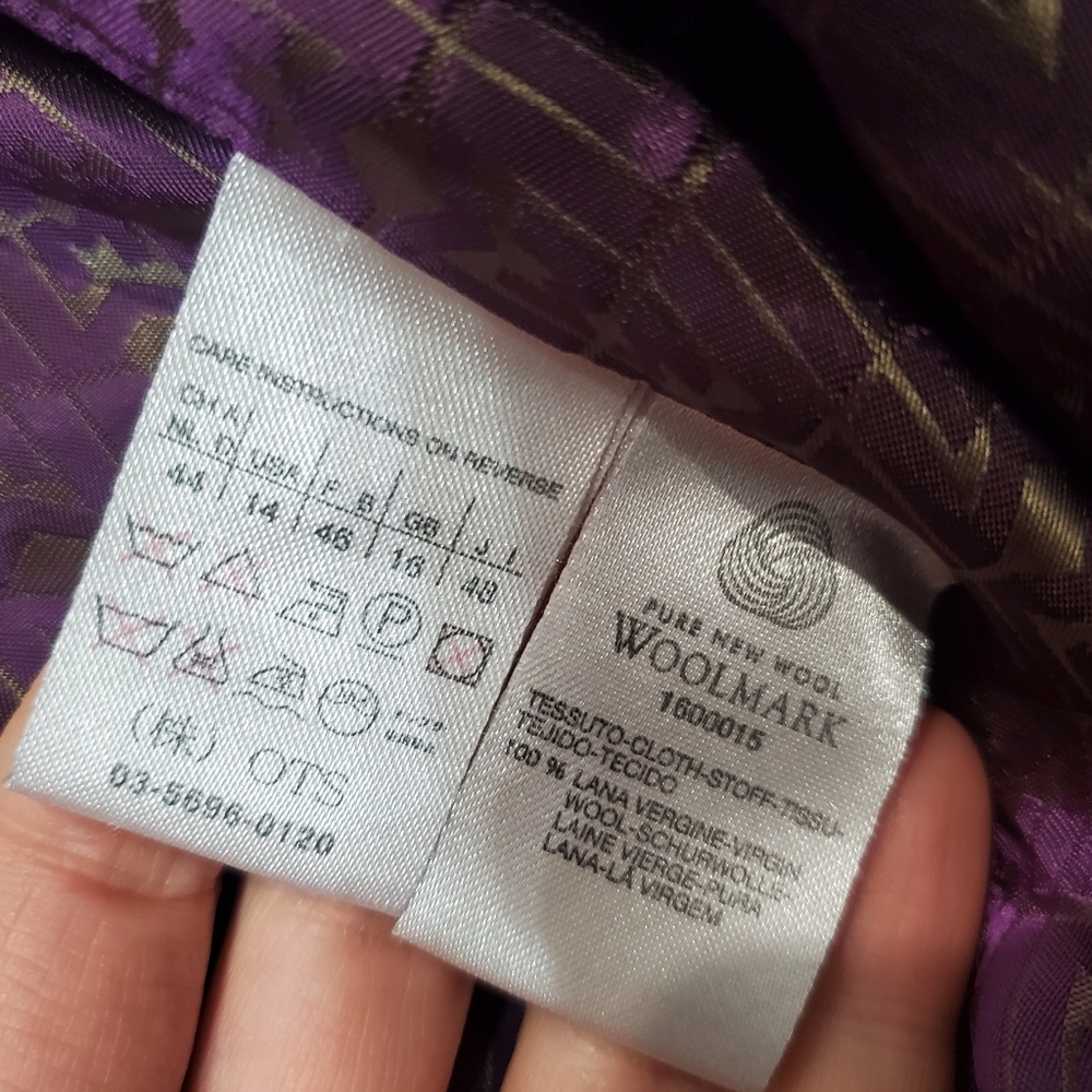 MaxMara Purple Wool Women's Long Sleeve Blazer. Size 14. Made In Italy. - Picture 5 of 13